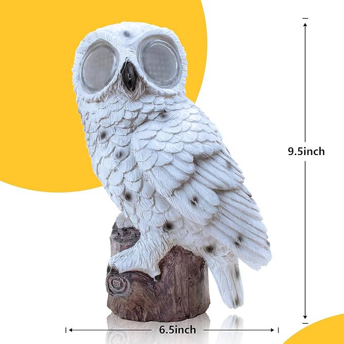 Solar Owl Garden Statue with Led Lights Waterproof Outdoor Decorative Lamp with Moving Eyes Perfect Unique Gift for Women, Moms and Garden Lovers Ideal for Yards Patios and Lawns