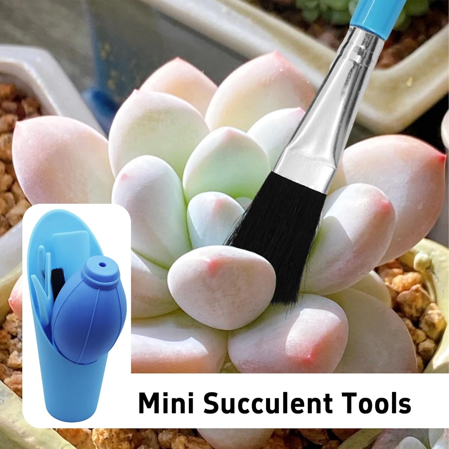 6Pcs Mini Succulent Tools Set, Garden Hand Tools Kit for Indoor Plant Care, Succulent Bonsai Miniature Garden Tool Set, Small Gardening Tools for Transplanting Digging Planting, Blue