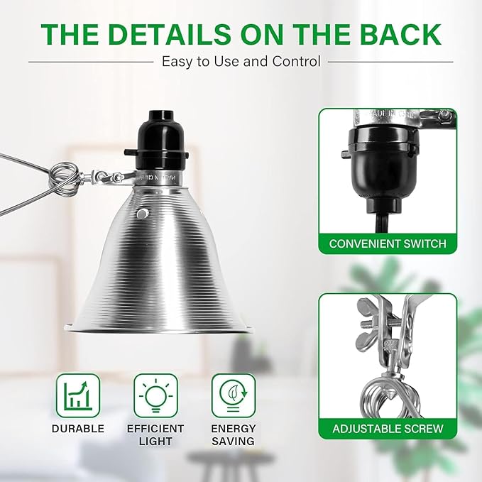 Simple Deluxe Clamp Light with 5.5 Inch Adjustable Aluminum Reflector, Suit for E26 Socket Max 60 Watt Lamp (No Bulb Included), 6 Feet 18/2 SPT-2 Cord, 1 Pack