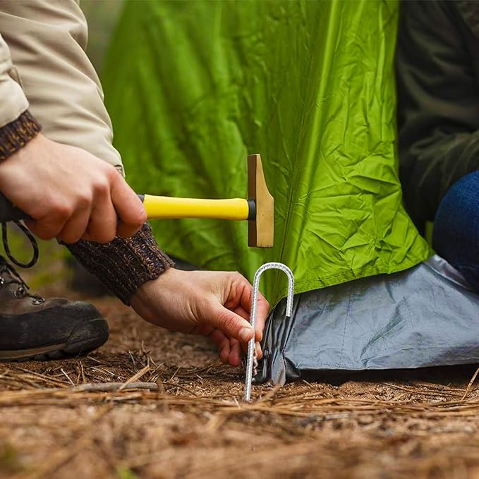 Rebar Stakes 12inx6mm Galvanized J Hook 4pcs – Heavy Duty Ground Tent Stakes for Fence,Bounce House,Outdoor Plants,Artificial Turf,Dog Coop,Metal Stakes for Christmas Decorations