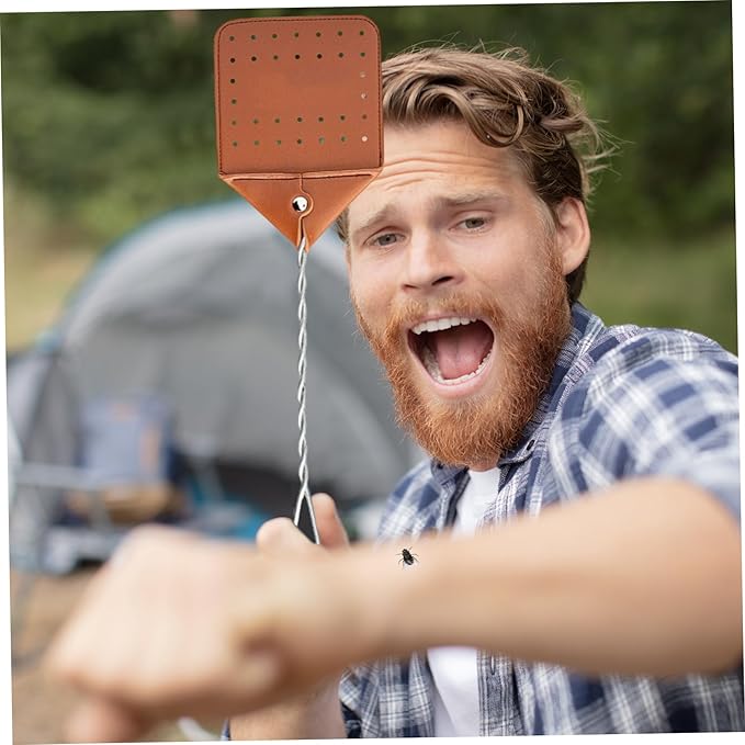 Fly Swatter, Fly Swatter Flexible PU Leather Swatters Heavy Duty with Iron Wire Handle for Indoor Outdoor Bug Mosquitoes and Bees, Flyswatter