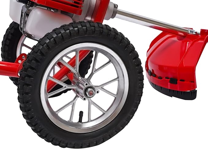 49CC 2-Stroke Gas Lawn Mower, 1.8KW 7000 RPM, Self-Propelled Lawnmower Walk-Behind Push Mower with High Rear Wheels for Efficient Lawn Care