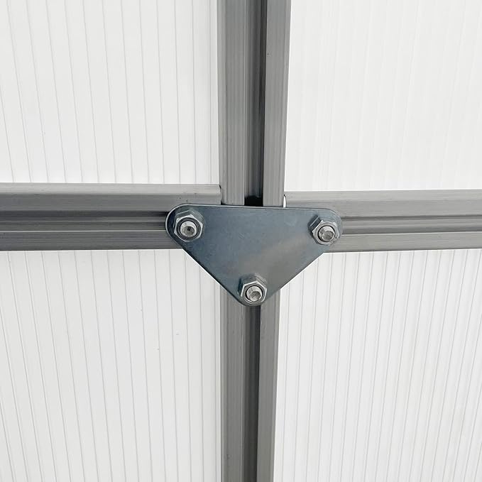 Outsunny 8' x 6' x 6.5' Polycarbonate Greenhouse with Aluminum Frame, Walk-in Heavy Duty Greenhouse with Adjustable Roof Vent, Rain Gutter and Sliding Door for Winter, Silver