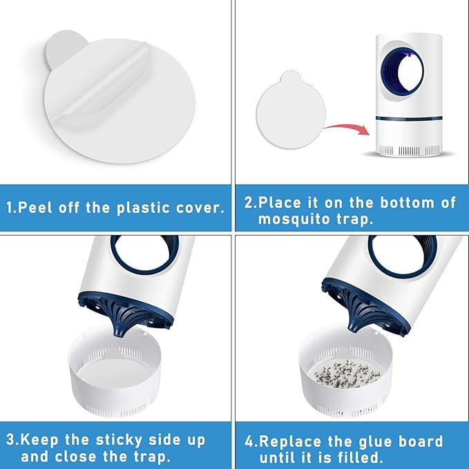 Mosquito Trap Sticky Refillable Glue Boards 12 Pack, 4.13" Fits Most Models Indoor Mosquito Killer Lamp