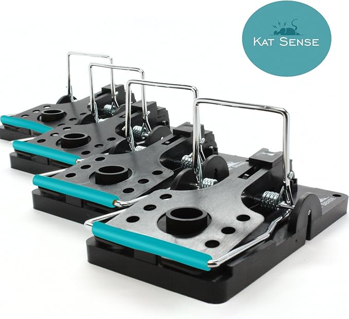 Large Rat Traps, Set of 6, Reusable Pest Control Solutions for Trapping Against Mouse, Chipmunk, and Squirrel. Instant Humane Kill Rodent Snap Trap That Work