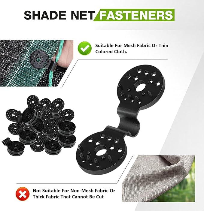 Shade Cloth Clips, 20Pack Black Heavy Duty Lock Grip Plastic Clamp for Garden Netting Sun Shade Net