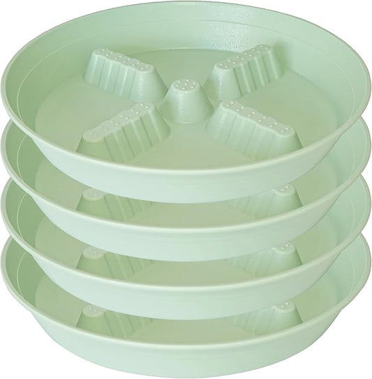 4 Pack Plant Saucer 8 inch, 10 12 14 17 inch, Plant Stand Plastic Plant Saucers for Indoors Outdoor, Heavy Duty Flower Planter Drip Trays for Pots, Pot Saucers for Plants, Grow Bags Saucers