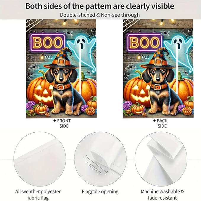 Halloween Pumpkin Puppy Dog Winter Garden Flag 12x18 Inch Double Sided Fall Flag