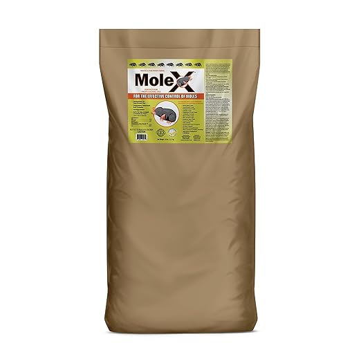 MoleX Professional Mole Control Eliminator, 50 Pound Bag, Safe Around People, Pets and Wildlife, Approved for Broadcast Use