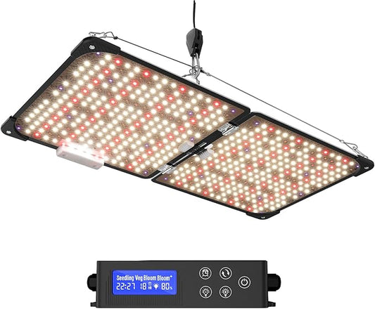 Grow Lights for Indoor Plants, Really Full Spectrum LED Grow Light-Built in UV395nm, with LM218B+ Diodes (544 Pcs),Hd Digital, 4 Modes(Seed Starting, Veg, Bloom, Bloom+), 24H Timing, 10-100% Dimming