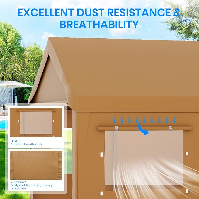 Carport 10x20 FT Heavy Duty, Outdoor Portable Garage with Removable Sidewalls & Doors, Waterproof, UV-Resistant Canopy Shelter for Vehicles, Boats, RVs, Trucks, All-Season Car Port,Yellow