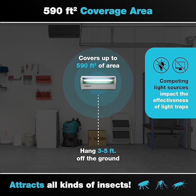 Catchmaster Pro Series Flying Insect Light Trap, Electric UV Light Fly Trap, Silent Adhesive Glue Board, Mosquito Gnat Killer Indoor, UV Lamp Bug Catcher, Pet Safe Pest Control for Home & Garage