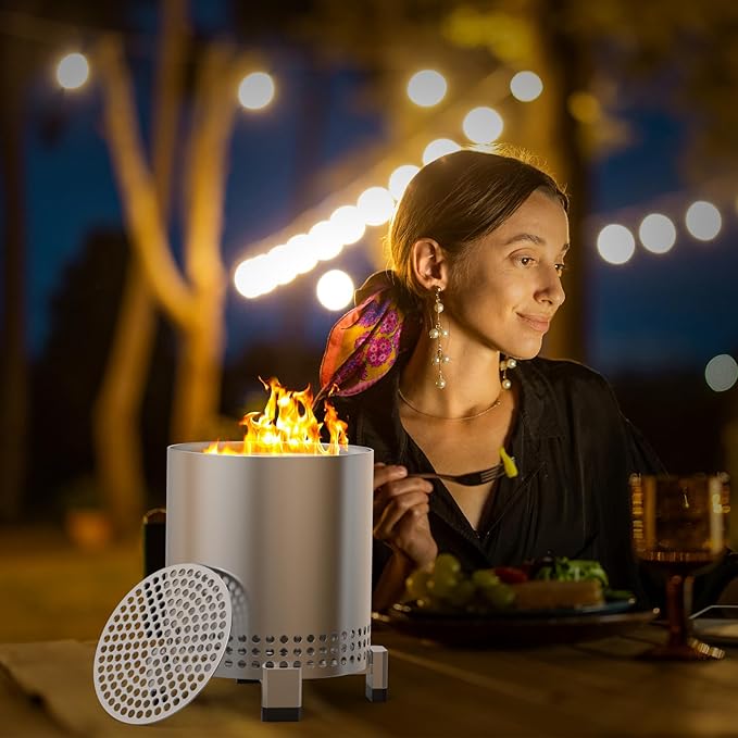 KEESHA 2PCS Pellet Adapter for Solo Stove Lite Fire Pit Dual Fuel Wood and Pellet Converter Prevents Pellet Dropping, Extends Burn Time Stainless Steel, 2mm Thickness (Dia:3.66 in)