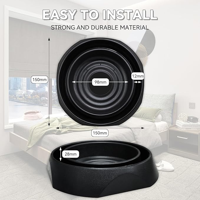 Bed Bug Interceptors | Bed Bug Interceptor Traps | Insect Trap, Monitor, and Detector for Bed Legs with Anti Skid Pads Included (Black - 8 Pcs)