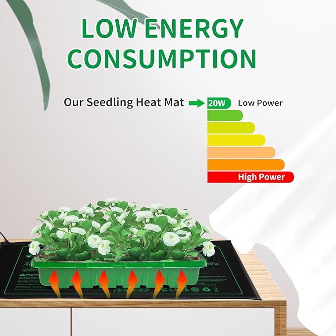 NAMOTEK Seedling Heat Mat, 10" x 20.75" Waterproof Plant Heating Mat, Warm Hydroponic Heating Pad for Indoor Home Gardening Seed Starter,Germination, Greenhouse