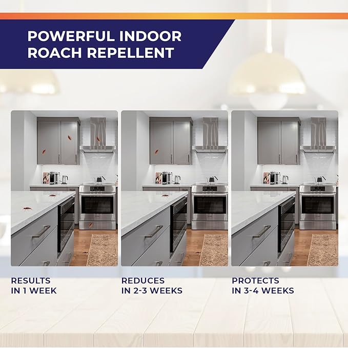 Roach Repellent Indoor and Outdoor: Cockroach Repellent Home for German Cockroaches, Small Roaches – Cockroach Deterrent for Homes and Kitchens – Pet Safe Roach Control 16 PC
