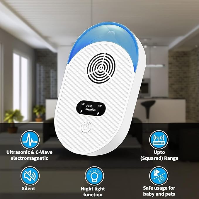 Ultrasonic Pest Repeller, 6Pcs Indoor Ultrasonic Repellent for Roach