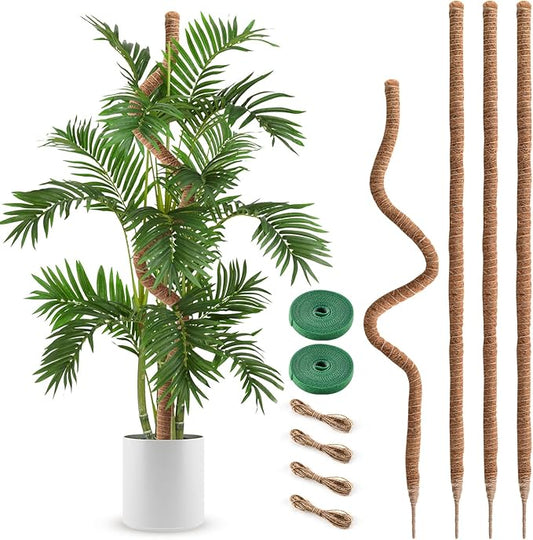 4 Pack Moss Pole 63 Inch Monstera Plant Support Moss Poles Bendable for Climbing Plants Longer Coco Coir Sticks Support Stakes Tall for Indoor Creeper DIY Shape Plants Grow Upwards