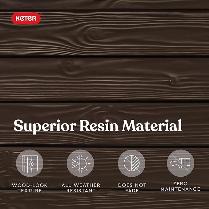 Keter 150 Gallon Resin Large Deck Box Organization and Storage Box for Patio, Outdoor Cushions, Garden Tools, Brown