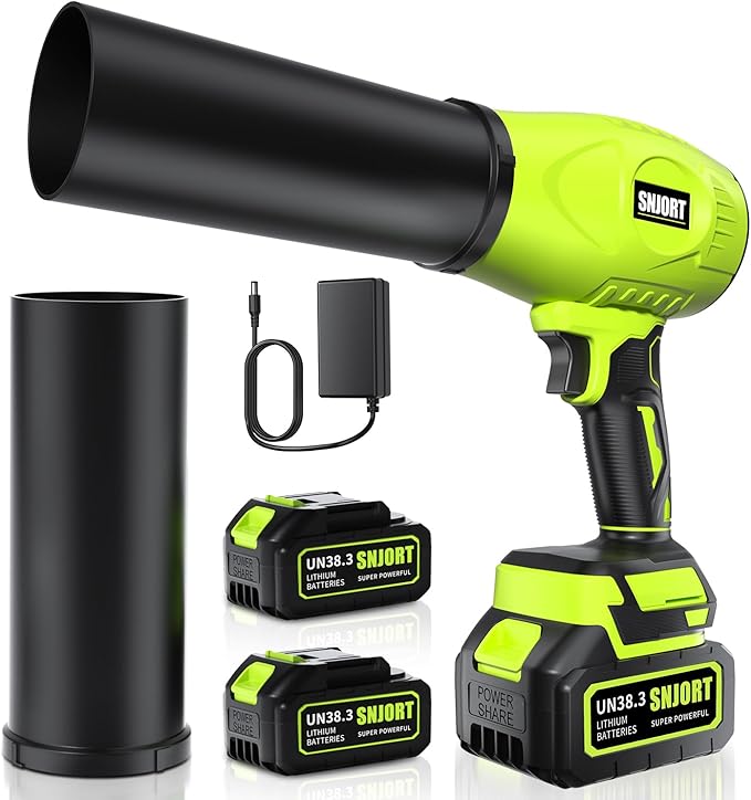 Leaf Blower Cordless with Battery and Charger, 800,000 RPM, Extended Nozzle, Lightweight Handheld Design,Blower for Patio Cleaning,car Blowing Water, Blowing Leaves and Dust（Bright Green）