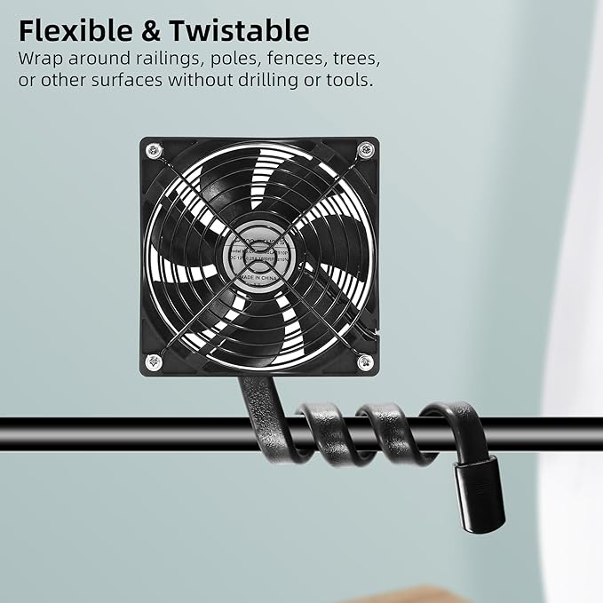 4" Grow Tent Fan, Flexible Gooseneck Mount Fan with 5V to 12V USB Adapter Cable for Plants Growth Lights, Camping Tent, DIY Greenhouse Ventilation