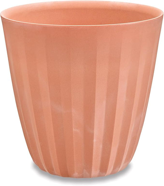 Crescent Garden Pleat Modern Decorative Planter, Indoor/Outdoor Pot, Resin Plant Pot with Drain Hole - 23" W x 27" H (Terracotta-Colored)