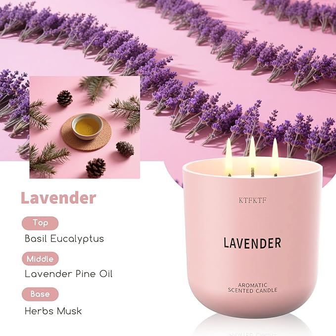 Lavender Scented Candle for Home, 14.1oz 80H Long Lasting Aromatherapy Candles for Sleep & Calm, Non-Toxic Essential Oil & Soy Wax | Floral Relaxation Fragrance