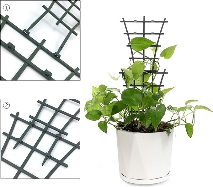 Mini Plant Trellis Garden Trellis for Climbing Plants Outdoor Plastic Superimposed Potted Plant Support Flower Supports (4 Pcs)