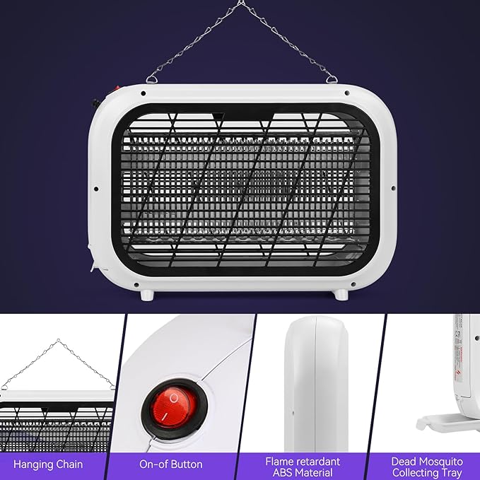 Original Bug Zapper Indoor, High-Voltage Dual Grid Mosquito Zapper, Powerful Electric Fruit Fly Mosquito Moth Gnat Trap Light, Flying Insect Killer Repellent and 2 Replacement Bulbs for Home Kitchen