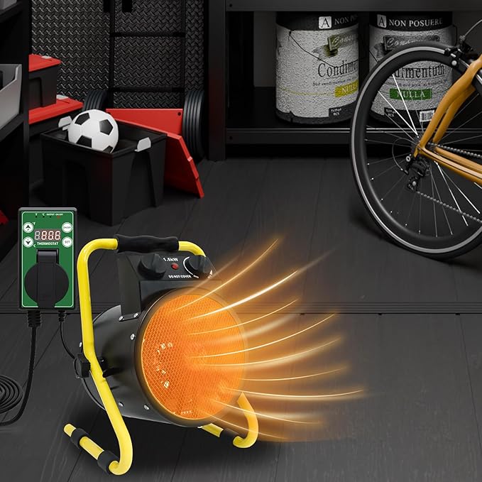 COOS BAY 1500W Outdoor Space Heater with Thermostat, Electric Greenhouse Heater for Grow Tent, Garage, RV, Shed, Radiant Heat, IPX4 Water-Resistant, Overheat Protection, 2 Pack, Black