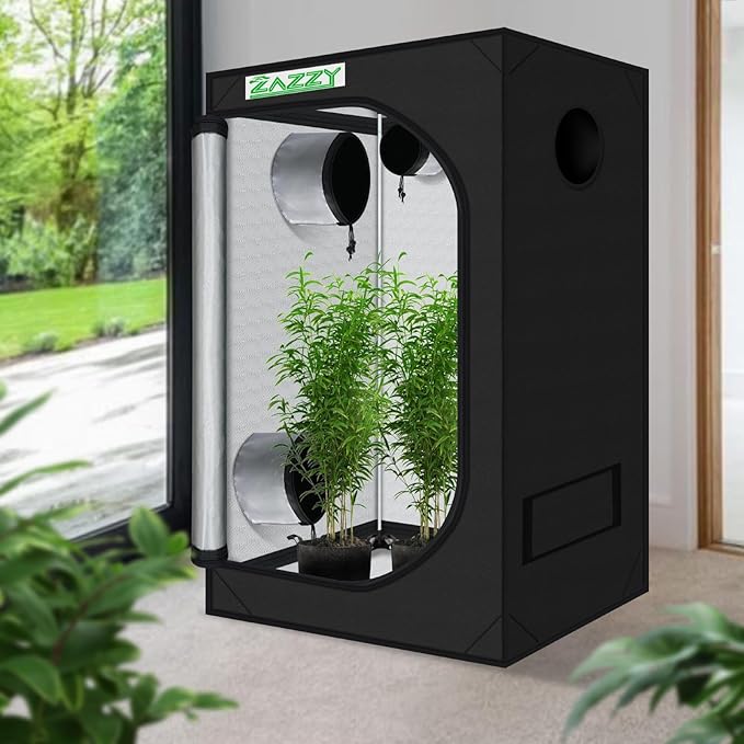 zazzy Grow Tent, 24"x36"x60" Hydroponic Grow Room Reflective Mylar Grow Tent with Window & Floor Tray for Indoor Plant Growing