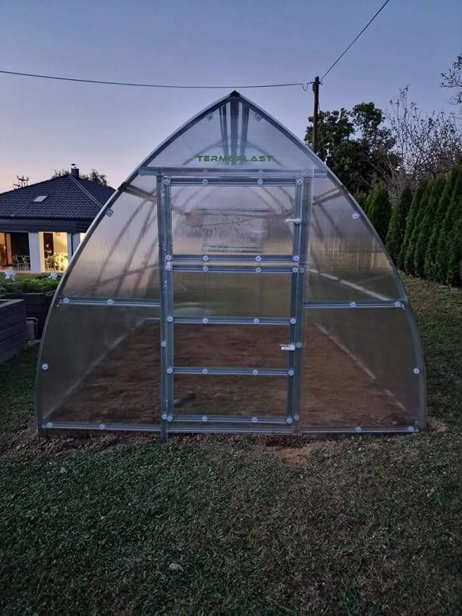 Classic Arch Polycarbonate Greenhouse Kit – 0.23" Twin-Wall Panels, Heavy-Duty Galvanized Steel Frame, Weather-Resistant, Expandable Outdoor Garden House for All Seasons (Clear, 3 x 6 m (18 m2))