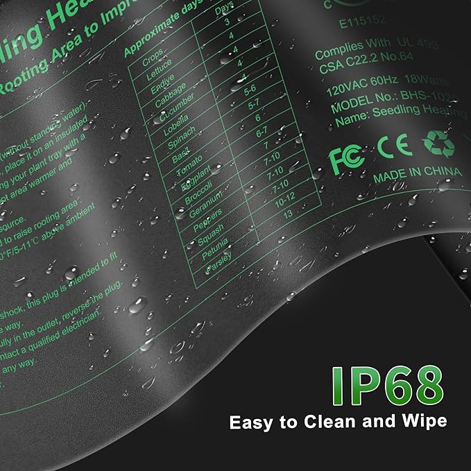 Besitio Seedling Heat Mat 6 Pack,10" x 20.75" Greenhouse Heater, MET Certified Germination Heat Mat, for Greenhouse Seedling, Seeding, Home Gardening Seeding Starter