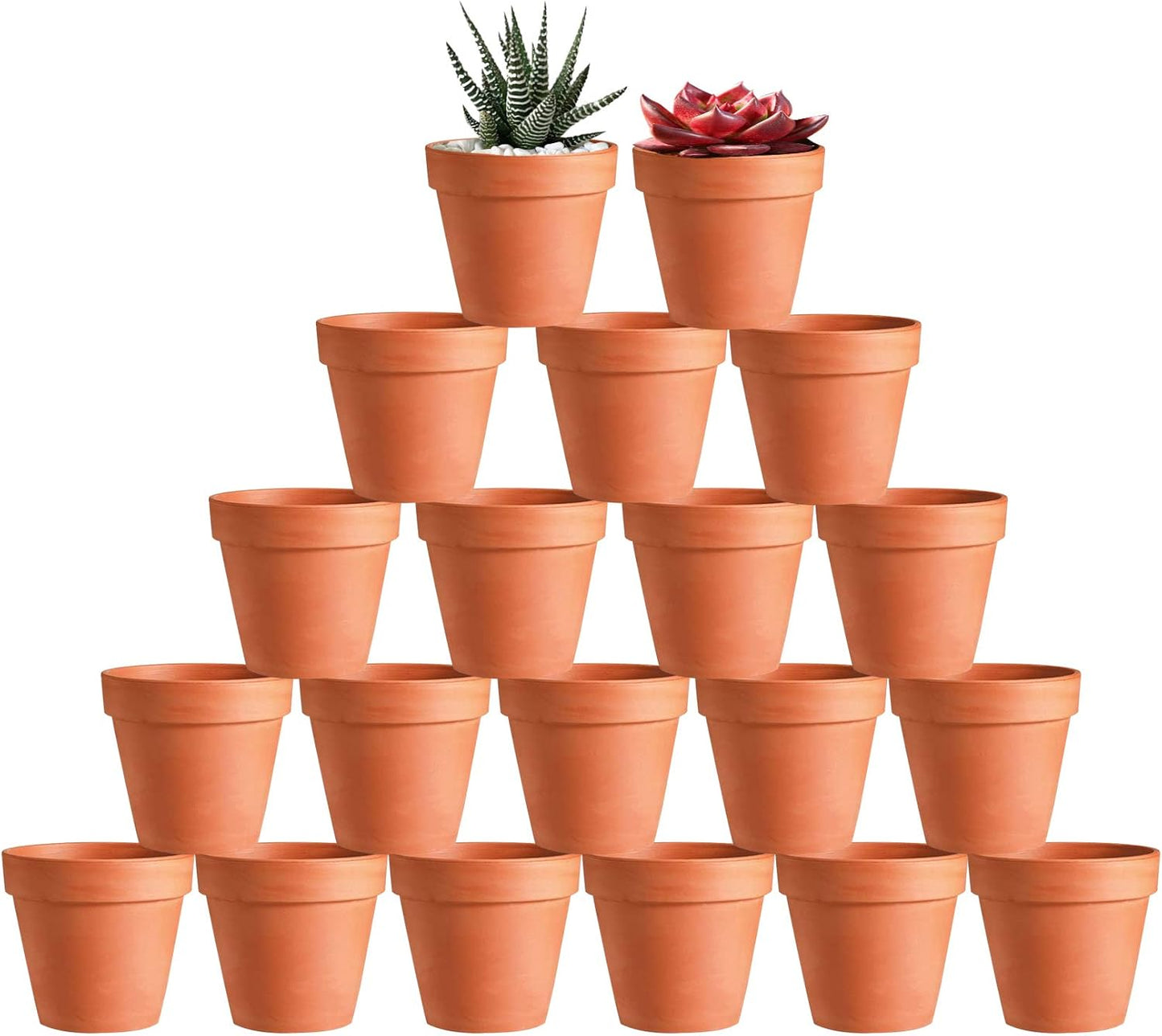3 inch Plant Nursery pots Number of Items in a 20 Pack, with Drain, Succulent Seedling Planter, use with Indoor, windowsill, Terra Cotta red Flower pots Wedding Decoration Best Gift for Aunts