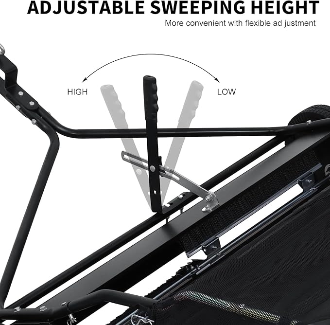 Tow Behind Lawn Sweeper, 44 in Pull Behind Lawn Sweeper, 25 cu. ft Large Capacity Leaf & Grass Collector, Heavy Duty Garden Sweepers with Adjustable Sweeping Height for Yard, Lawns, Farm