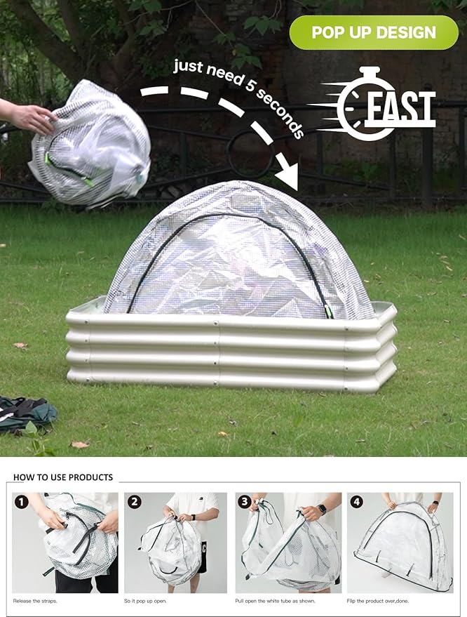 Pop up Greenhouse Tent Cover Tunnel Plant House,Large Gardening Flower Sunshine Room with Mesh Windows,Backyard PE Cover for Cold Frost Protector with Stakes and Rope Guys (Mini Size 45″x22″)