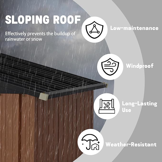 3x5FT Outdoor Storage Shed, Metal Garden Shed with with Floor Base,Updated Frame Structure & Lockable Door, Large Tool Shed for Backyard, Patio,Lawn,Utility & Bike Storage