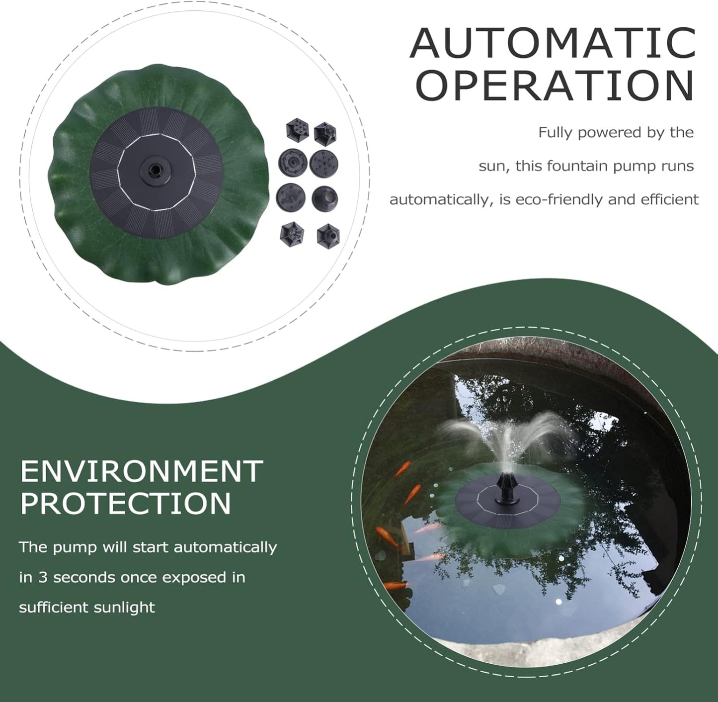 DOITOOL Solar Bird Bath Fountain Pump: Floating Solar Fountain Outdoor with 8 Nozzle, Powered Water Pump Lotus Leaf for Bird Bath, Pond, Poo