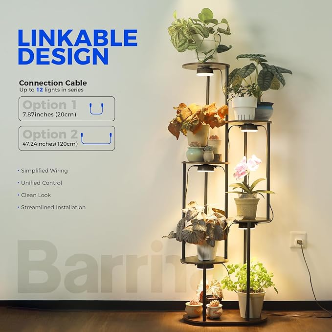 Barrina Orbgrow OG09 Puck LED Grow Light with 660nm Red LEDs, 36W(4 x 9W, 540 Watt Equiv), Plant Lights for Indoor Plants Full Spectrum, Magnetic & Linkable, Small Grow lamp, Seeding, 4 Packs, Black