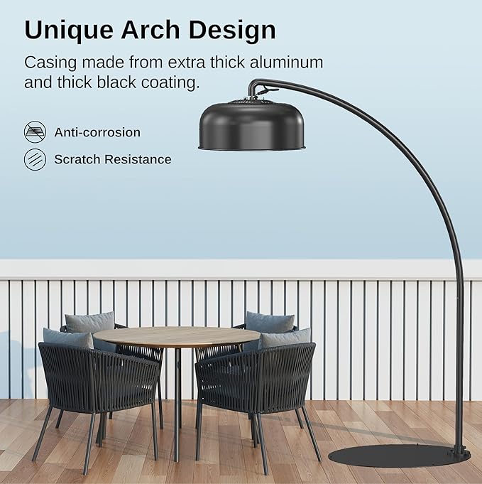 EAST OAK Patio Heater 3000W, Commercial Arch Outdoor Heater 3 Heat Settings, Tip-over & Overheat Protection, Instant Heat Electric Heater for Restaurant, Patio, Backyard, Garage, 240V Black