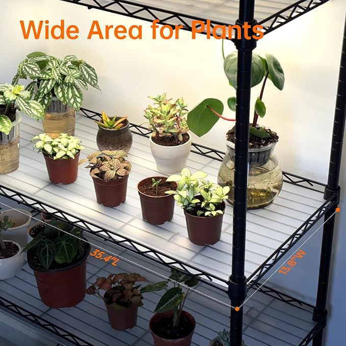 Indoor Greenhouse with Grow Light, Plant Stand with 3 Pack Full Spectrum Plant Lights, 3 Color Modes, Plant Shelf with Tent for Indoor Plant, Seed Starting, Seed Tray, 35.4"x13.8"x59"