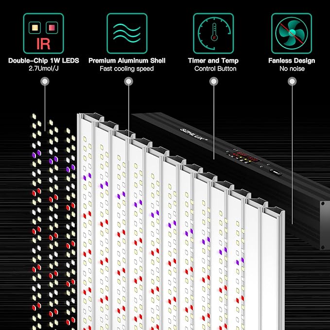 SZHLUX 800W LED Grow Light 7×7ft with Timer and Temp Control, Full Spectrum UV&IR Grow Lamp with 2304 Diodes, Sunlight Plant Light for Seedling Veg and Bloom Grow Light Fixtures