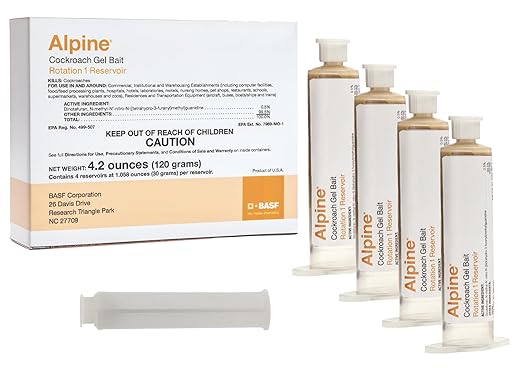 BASF Alpine Rotation 1 Cockroach Gel Bait Roach Killer for Indoor or Outdoor Infestation Control, Syringe Applicator 30 gram, 4 Pack