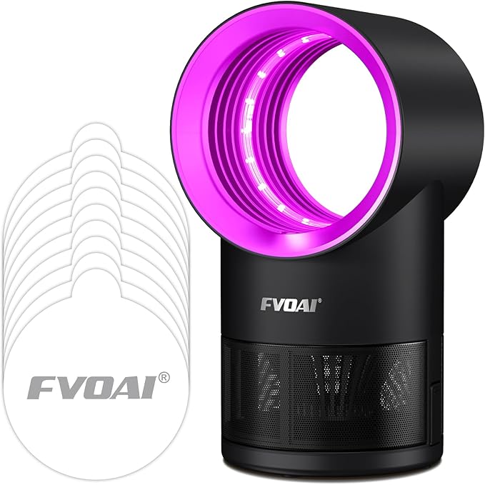 Fly Trap Indoor,Fruit Fly Traps for Indoors Mosquito Trap Indoor Insect Trap with Suction, Time Setting, Bug Light & 10 Pcs Sticky Glue Boards (Pink)