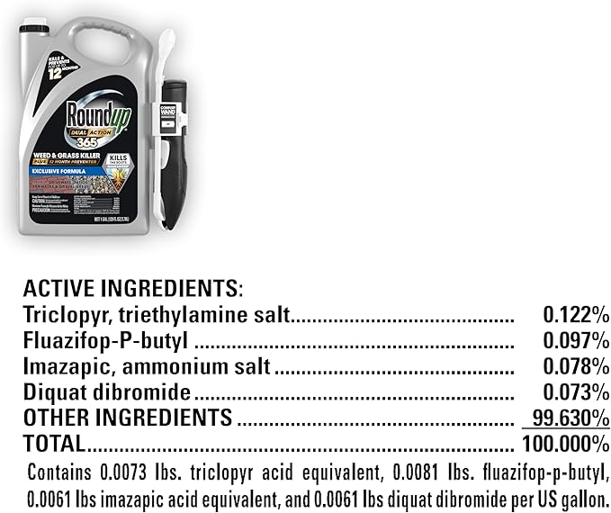 Roundup Dual Action 365 Weed & Grass Killer Plus 12 Month Preventer with Comfort Wand, Kills & Prevents for up to 1 Year, 1 gal.