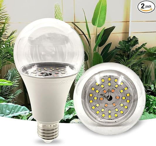 A25 Bulb Plus Size, 15W Grow Bulb,150W Equivalent,LED Grow Light Bulbs, Full Spectrum Grow Lighting, Plant Light Bulbs E26 Base, Grow Light for Indoor and Outdoor Plants (Grow Bulb 2-Pack)