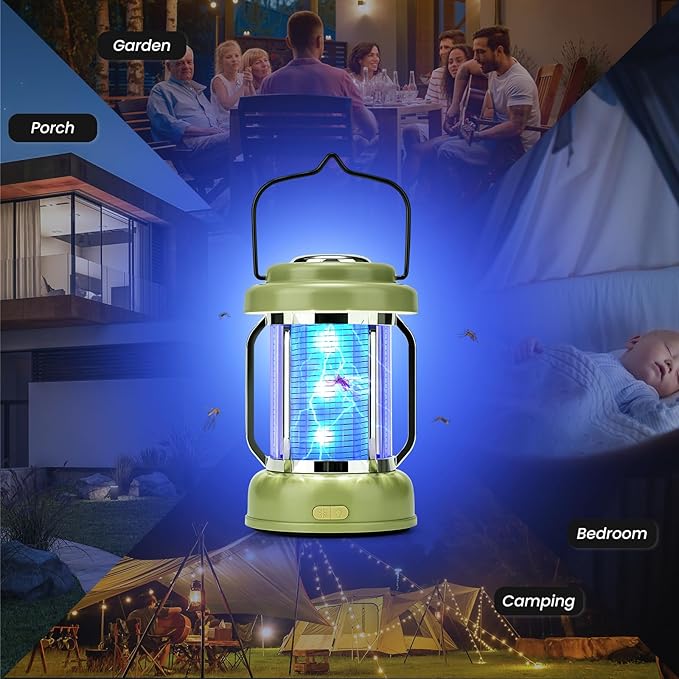 LiBa Portable Outdoor Bug Zapper, Electric Mosquito Killer Lamp for Camping, Patio, Garden, Kitchen - Rechargeable, Waterproof, Lighting and Mosquito Killer 2 in 1