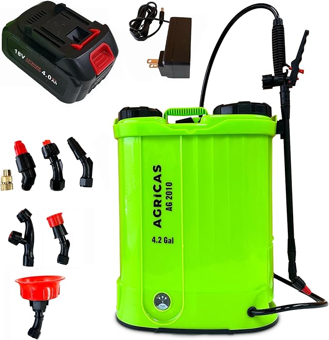 Battery Powered Backpack Sprayer 4.2 Gallon, Adjustable 0-100 PSI Pressure, Compatible with Makita 18V Battery, 7 Nozzles, Telescopic Wand, Charger Included, Electric Sprayer, Lawn & Garden Use
