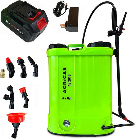 Battery Powered Backpack Sprayer 4.2 Gallon, Adjustable 0-100 PSI Pressure, Compatible with Makita 18V Battery, 7 Nozzles, Telescopic Wand, Charger Included, Electric Sprayer, Lawn & Garden Use