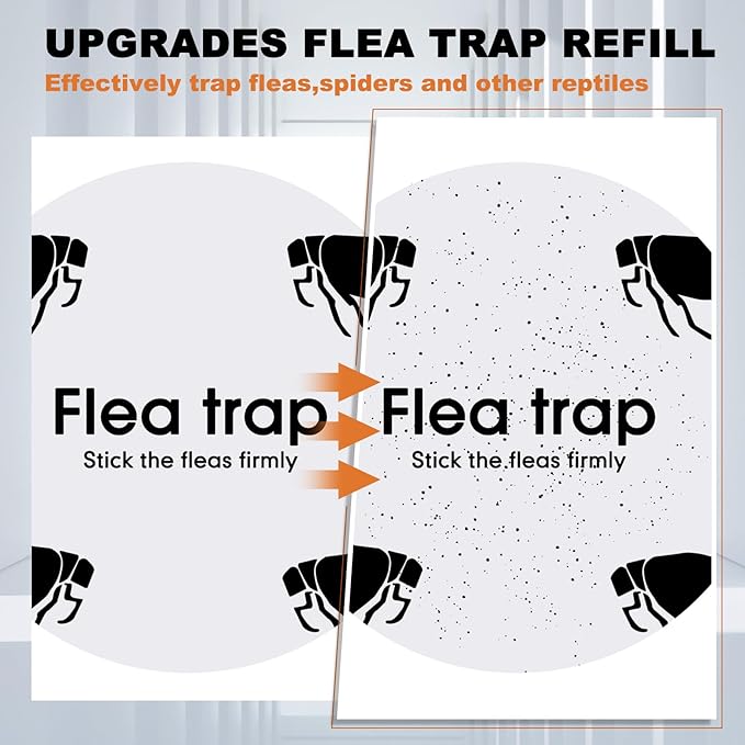 Qualirey 6 Pack Flea Traps with Sticky Disc Bulbs Flea Traps for Inside Your Home Flea Light Trap for Indoor Safe to Pets (White Gray)